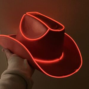 Red LED Neon Light Up Cowboy Hat